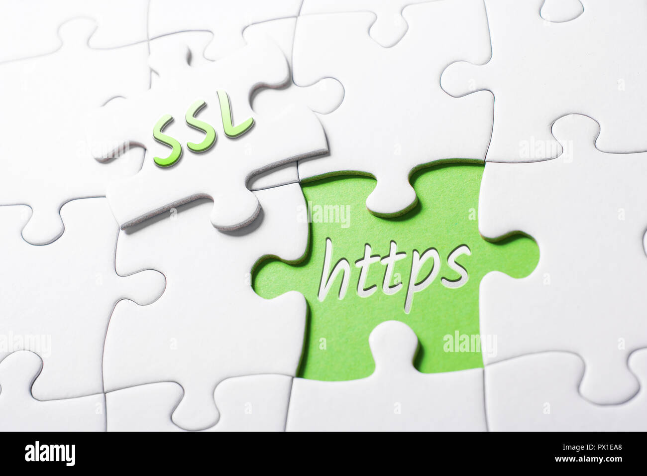 Die Worte SSL und HTTPS im fehlende Stück Puzzle Stockfoto