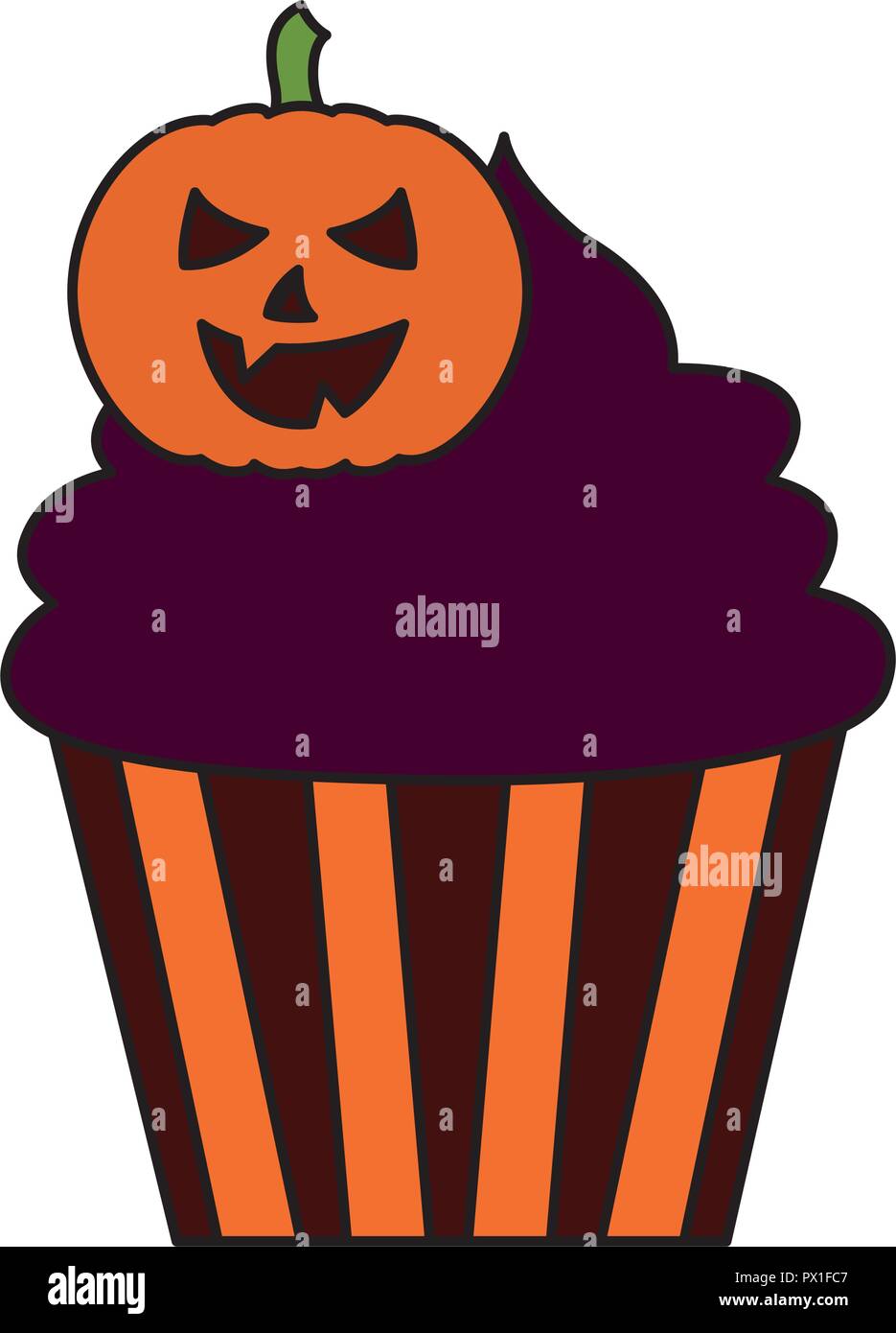 Happy Halloween Cupcake mit Kürbis Vector Illustration Stock Vektor