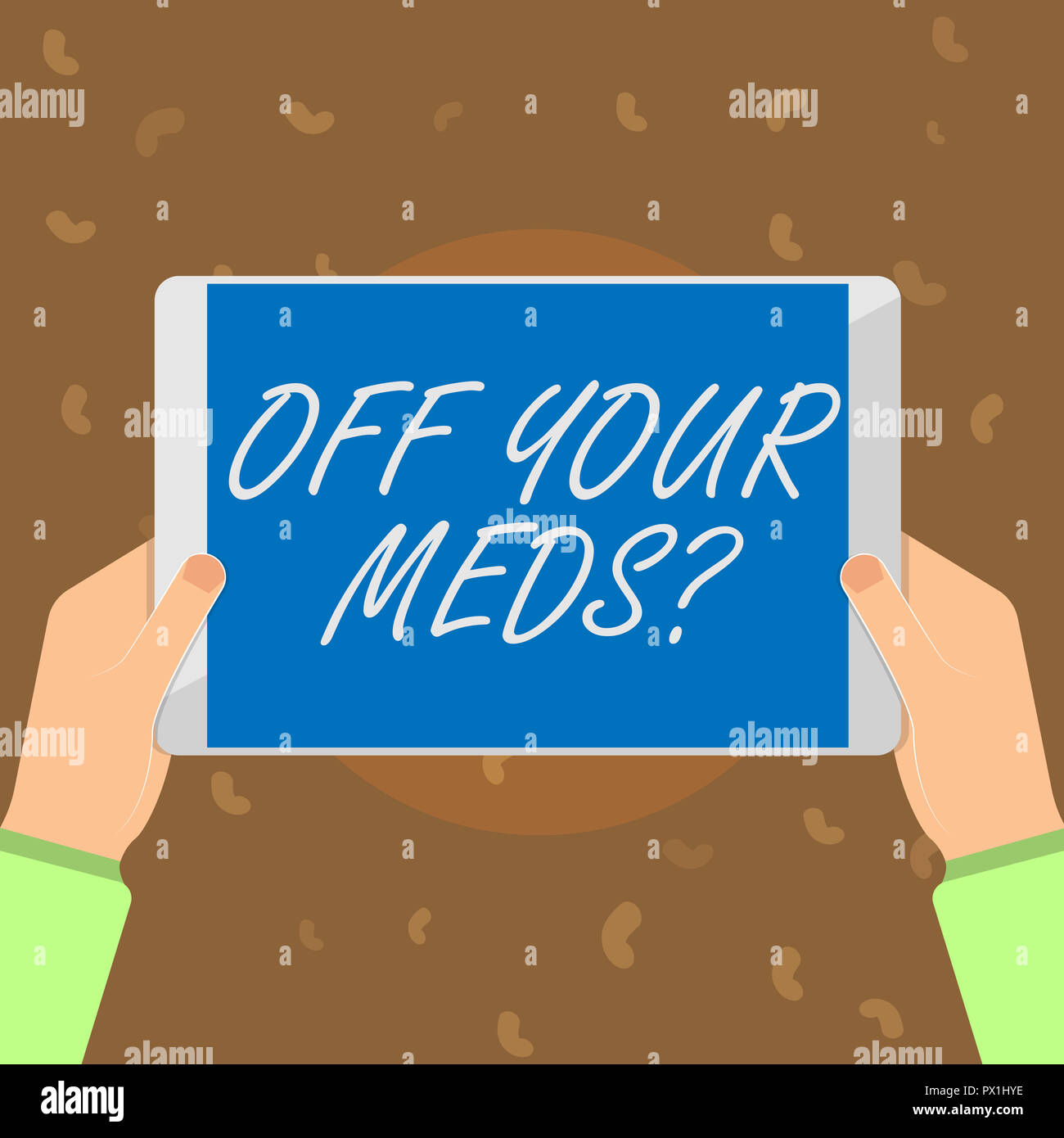 Konzeptionelle Handschrift zeigt Ihre Meds Frage. Business Foto text Stoppen die Verwendung von Medikationen vorschreiben. Stockfoto