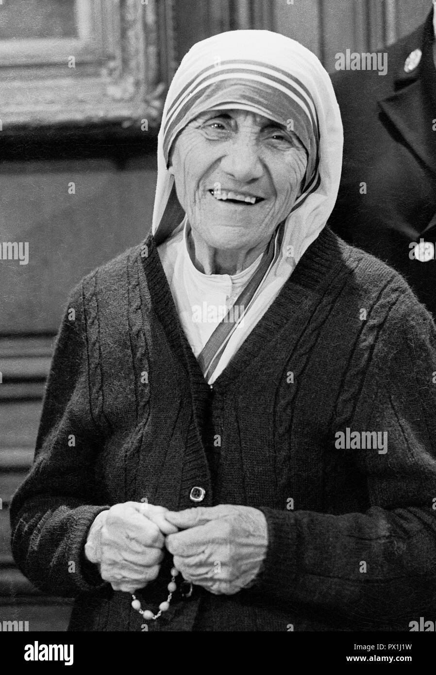 Mutter Teresa besucht San Francisco, Kalifornien, 1987 Stockfoto