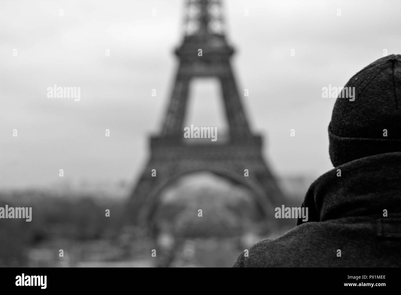 Der Eiffelturm, Paris, Frankreich, Schwarze und Weiße, Kunst Stockfoto