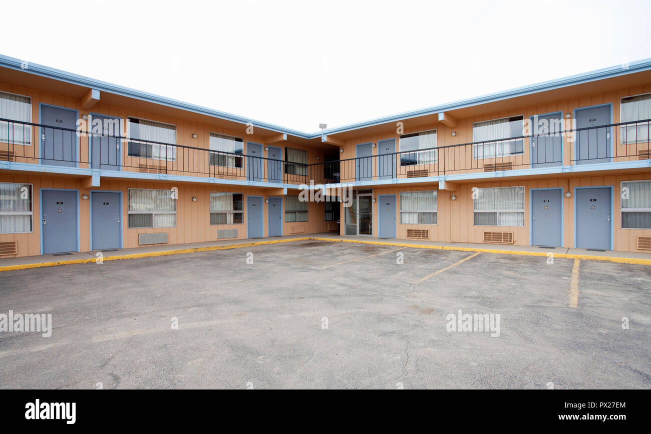 Günstiges Motel in ländlichen Wyoming, USA Stockfoto