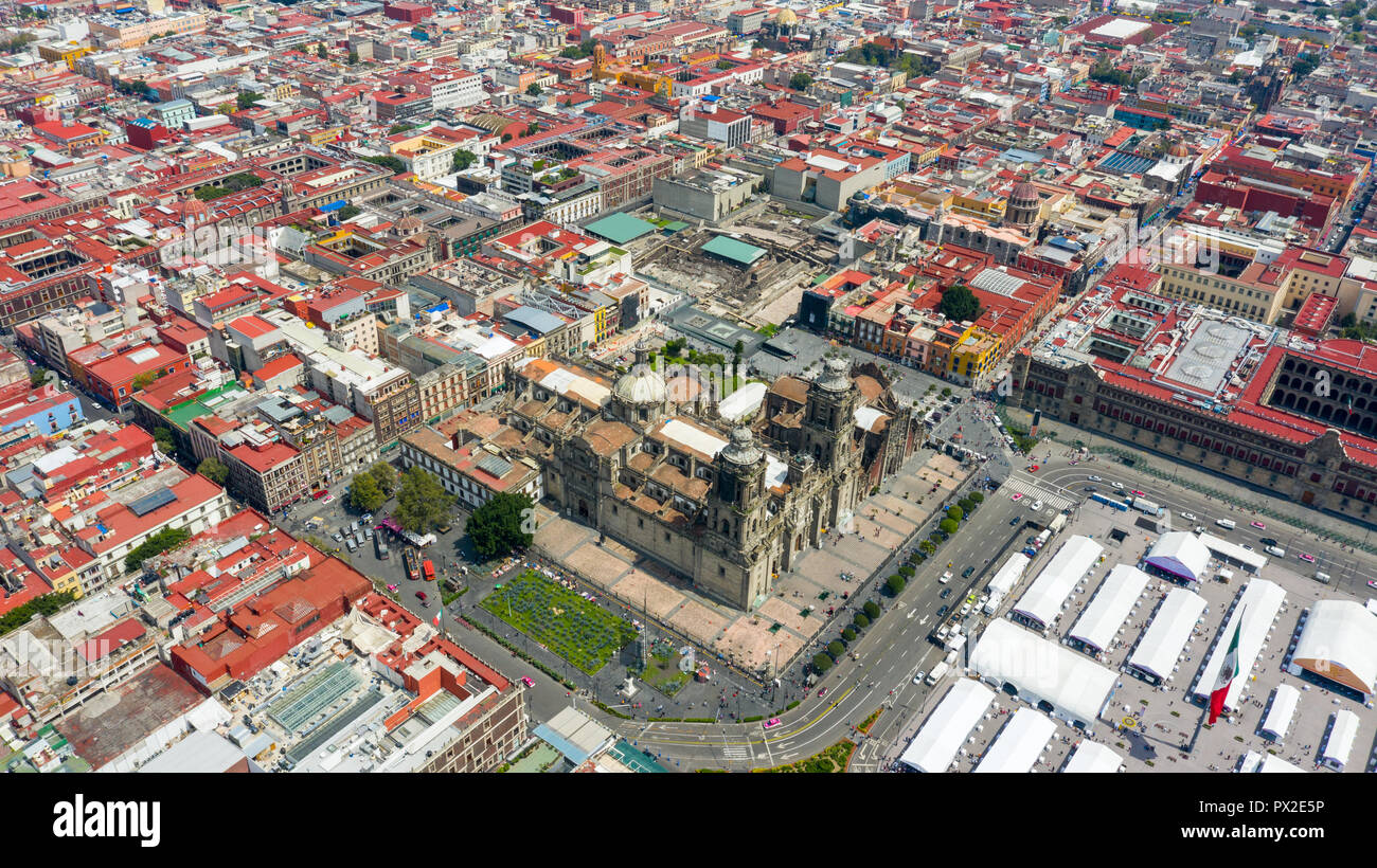 Die Kathedrale Metropolitana oder der Metropolitan Kathedrale, Zocalo, Mexiko City, Mexiko Stockfoto