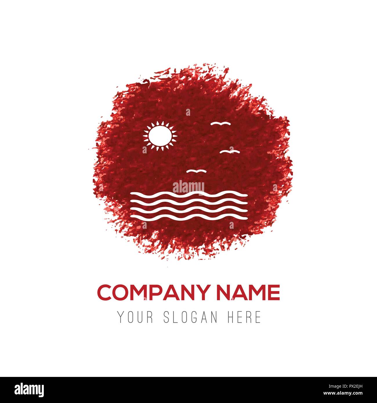 Strand - Dieses Symbol rot Aquarell Kreis Splash Stock Vektor