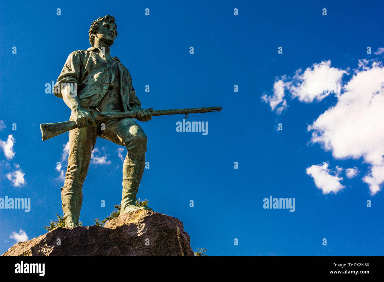 Minuteman Statue Lexington Battle Green_Lexington, Massachusetts, USA Stockfoto