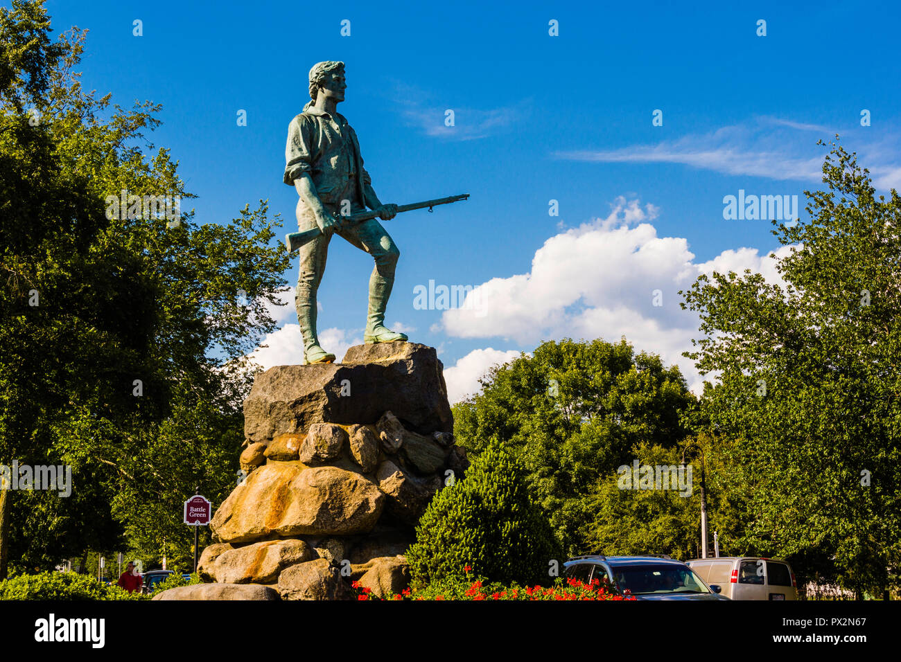 Minuteman Statue Lexington Battle Green_Lexington, Massachusetts, USA Stockfoto