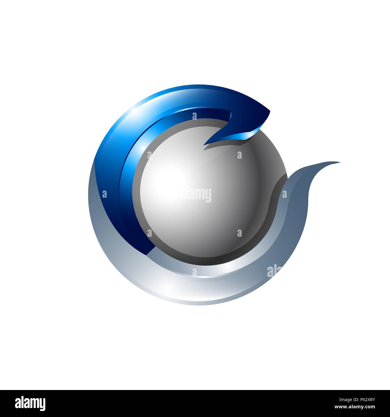 Kreative abstrakten 3d Sphäre vektor Logo Design template Element. Farben Silber Blau Konzept Symbol Stock Vektor