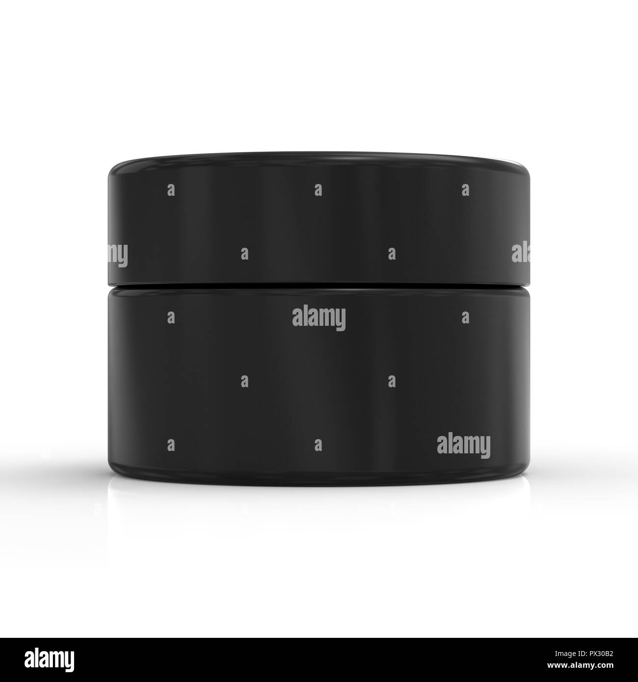 3D-rendering Schwarz kosmetische creaam Topf oder Container mit Deckel Stockfoto