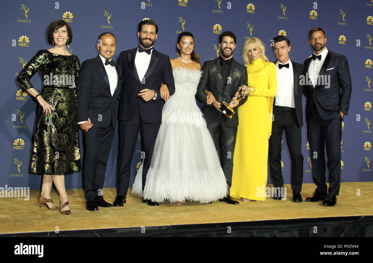 70 Emmy Awards (2018) Presse gehalten, die in den Microsoft Theater in Los Angeles, Kalifornien. Mit: Edgar Ramirez, Penelope Cruz, Darren Criss, Judith Light, Ricky Martin, In: Los Angeles, Kalifornien, Vereinigte Staaten, wenn: 17 Sep 2018 Credit: Adriana Barraza/WENN.com M. Stockfoto