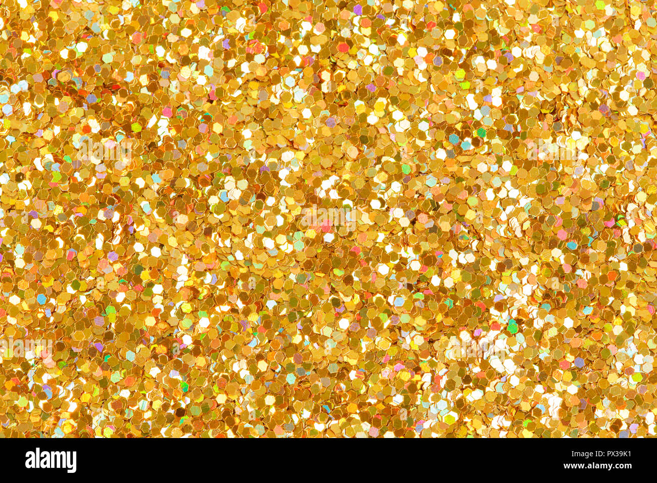 Orange glitter Textur Weihnachten Hintergrund. Helle golden Glitter. Stockfoto