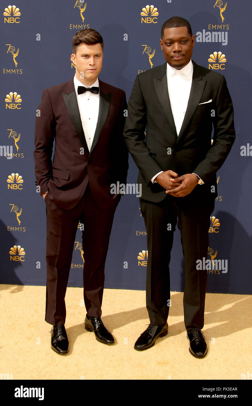 70Th Primetime Emmy Awards in Los Angeles, United States mit: Colin Jost, Michael Che Wo: Los Angeles, Kalifornien, Vereinigte Staaten, wenn: 17 Sep 2018 Credit: FayesVision/WENN.com Stockfoto