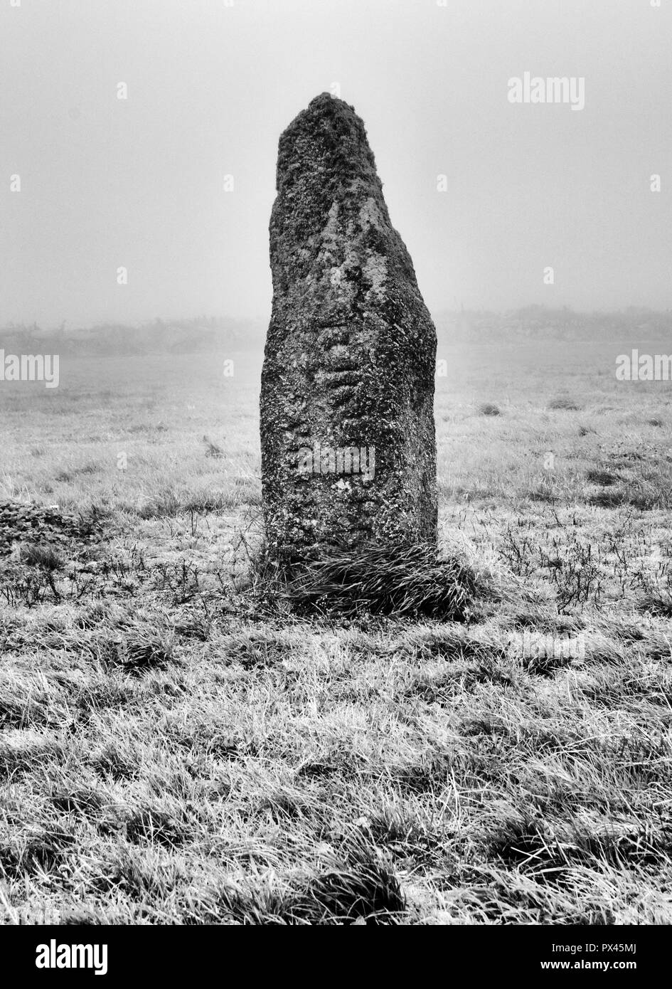 Die Männer Scryfa Standing Stone, in der Nähe von Morvah, Cornwall, Großbritannien Stockfoto