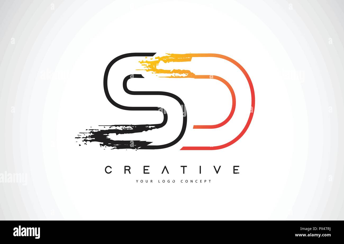 SD-kreative Moderne Logo Design Vetor mit orangen und schwarzen Farben. Monogramm Schlaganfall Schreiben Design. Stock Vektor