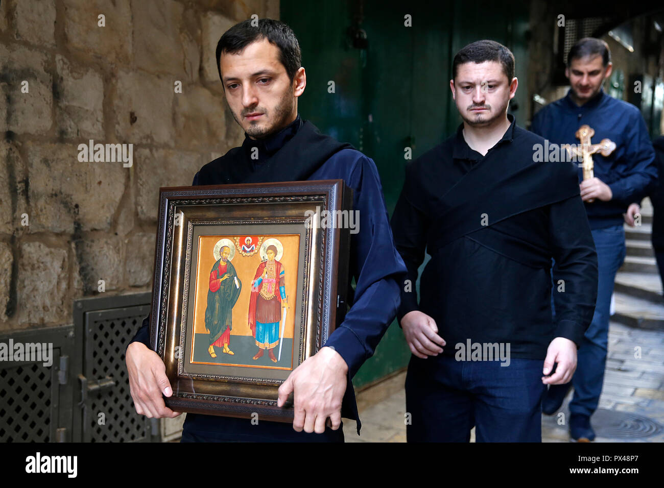 Karfreitag christlichen Prozession auf der Via Dolorosa, Jerusalem, Israel. Stockfoto