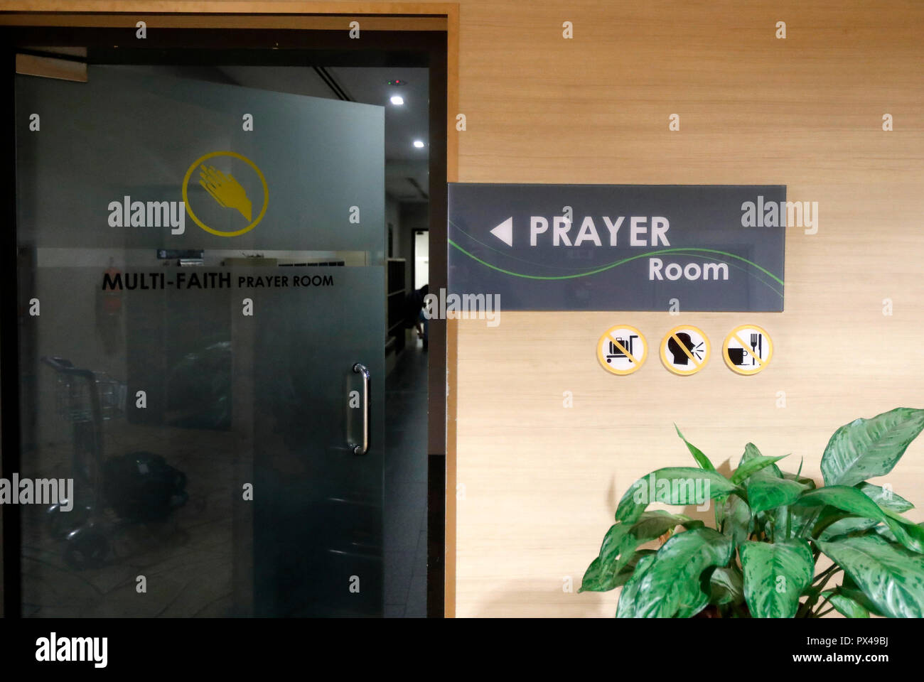 Multi-religiöse Gebetsraum. Changi Airport. Singapur. Stockfoto