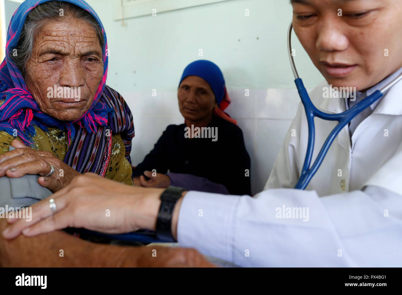 Freie Gesundheit Klinik laufen durch die Franziskaner Missionsschwestern von Maria. Medizinische Beratung. Dalat. Vietnam. Stockfoto
