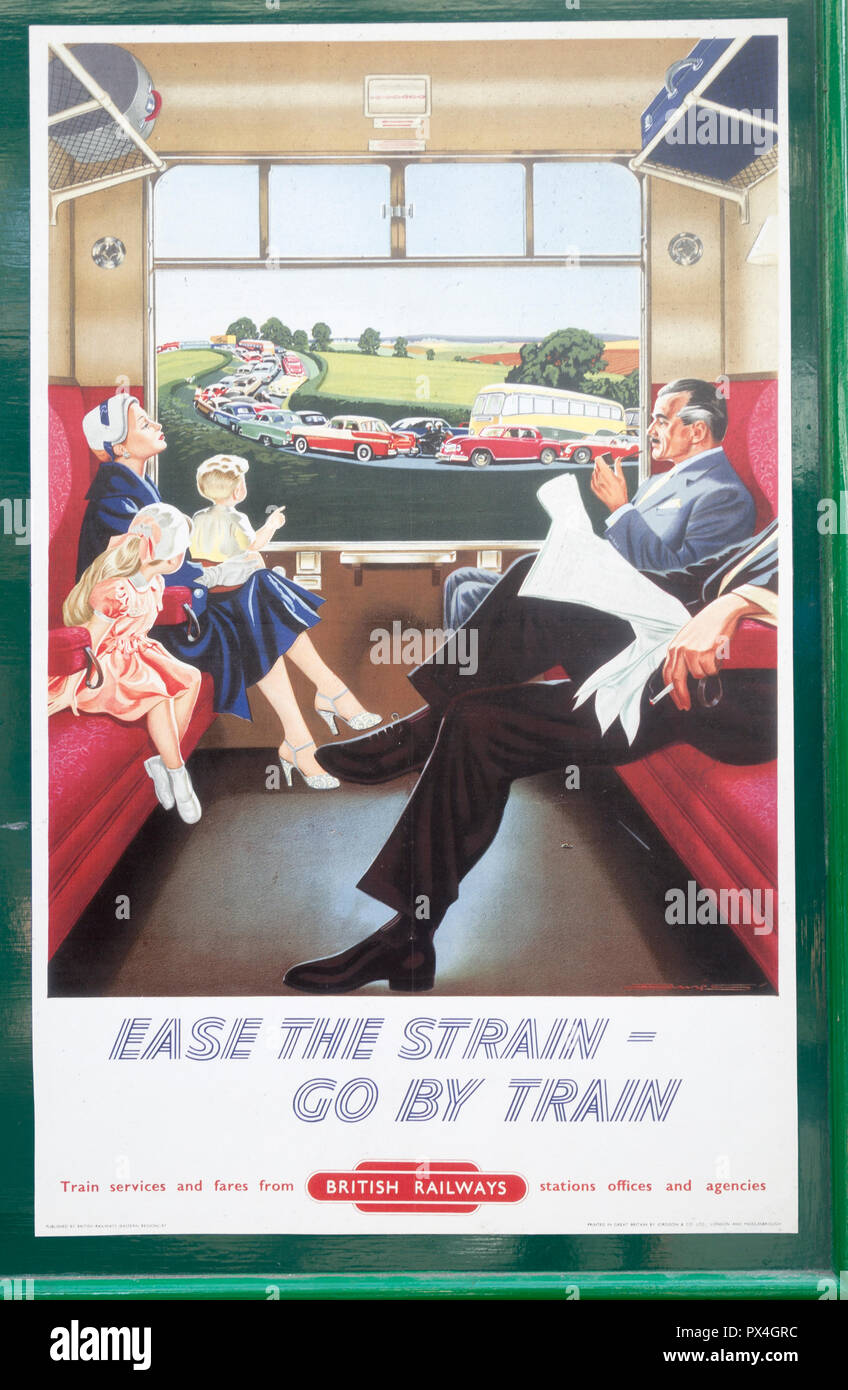 Vintage British Railways Eisenbahn Plakat, Swanage Railway Station, Dorset, England, Großbritannien Stockfoto