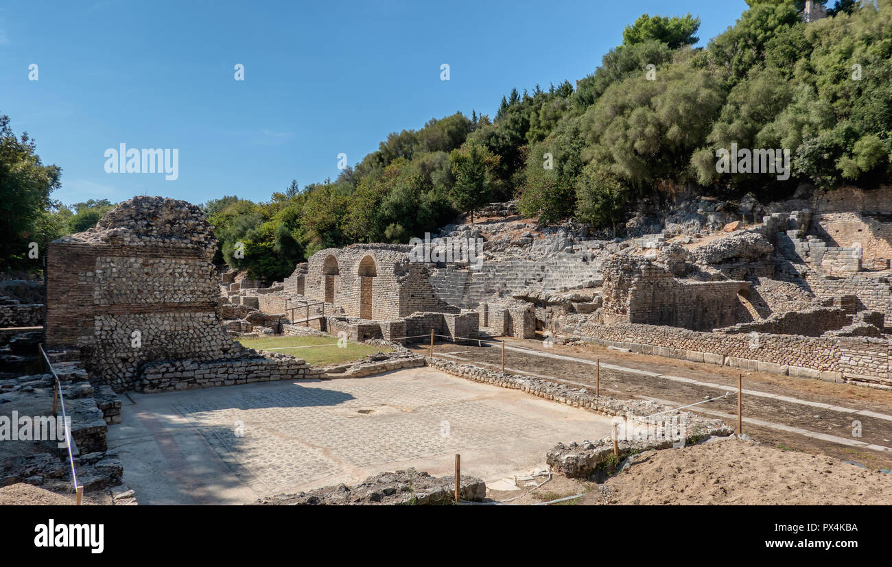 Forum Romanum in der antiken Stadt Butrint, Albanien Stockfoto