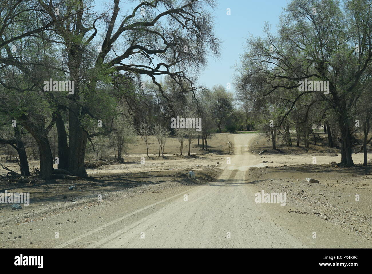 Furt durch den trockenen Fluss Ugab, Ugab Tal, Republik Namibia, Afrika, Stockfoto