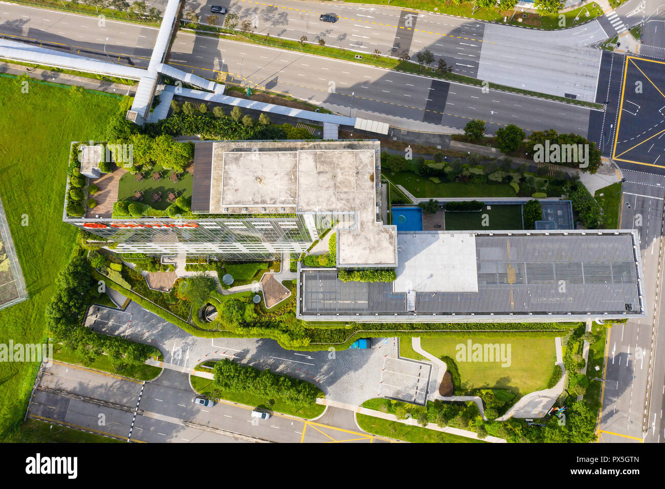 Antenne Architektur Blick auf Genting Hotel jurong im westlichen Teil von Singapur. Leicht zugang zu Industrial Park in der Nähe für den Geschäftsmann. Stockfoto