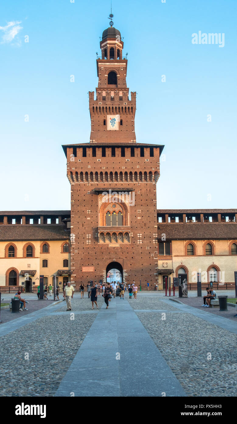 Filarete Turm, Burg Sforza, Italien. Stockfoto