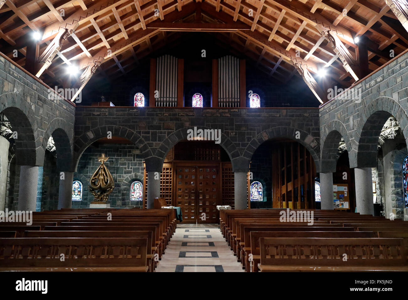 Maria voll der Gnade des Plateau d'Assy Kirche. Plateau d'Assy. Frankreich. Stockfoto