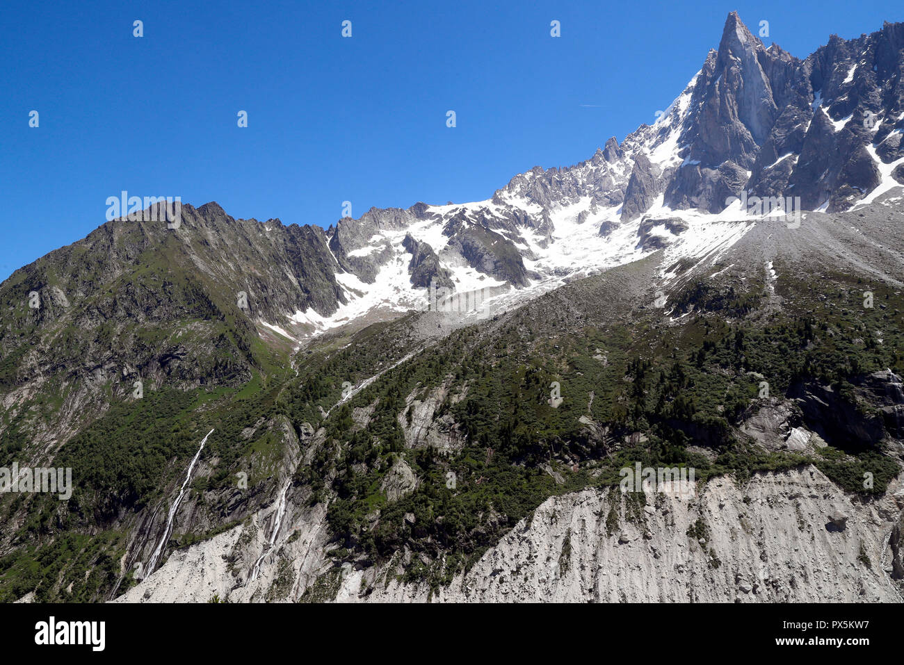 Die französischen Alpen. Mont Blanc Massiv. Chamonix. Frankreich. Stockfoto