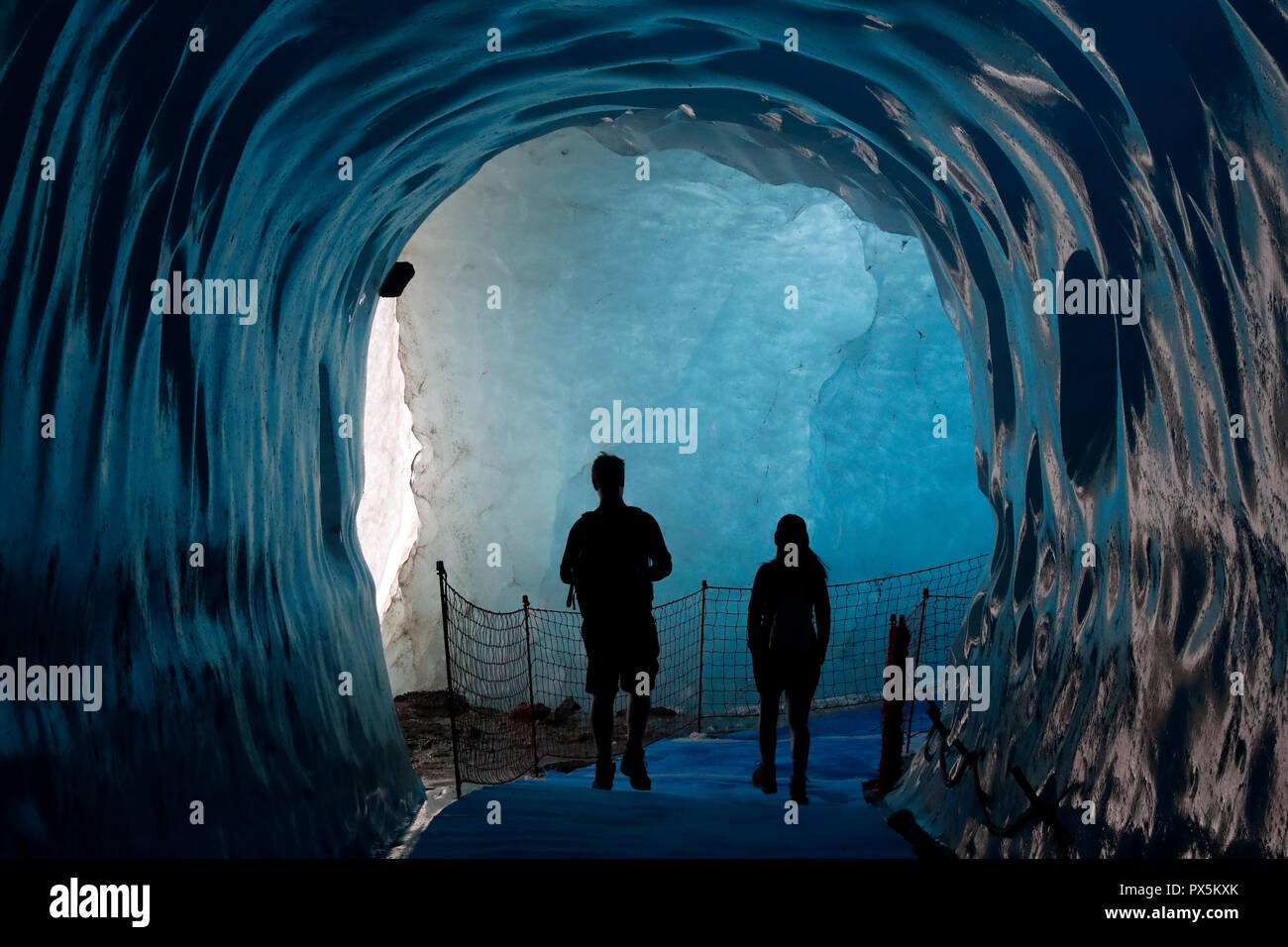 Die französischen Alpen. Mont Blanc Massiv. Mer de Glace Glacier Ice Cave, Chamonix. Frankreich. Stockfoto