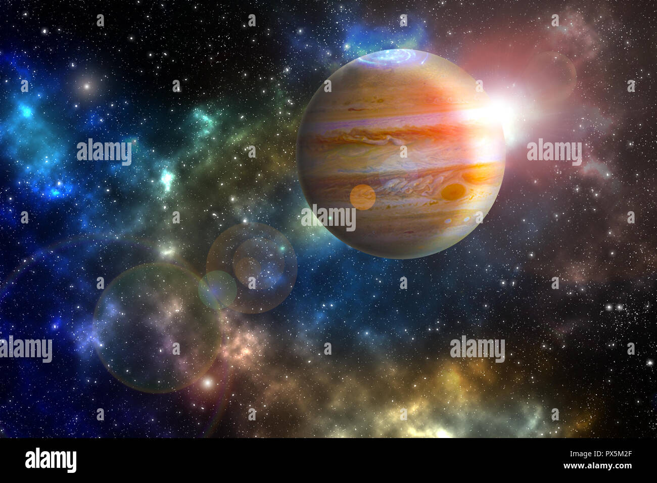 Jupiter Planet in der bunten sternklaren Universum" Elemente dieses Bild von der NASA' eingerichtet Stockfoto