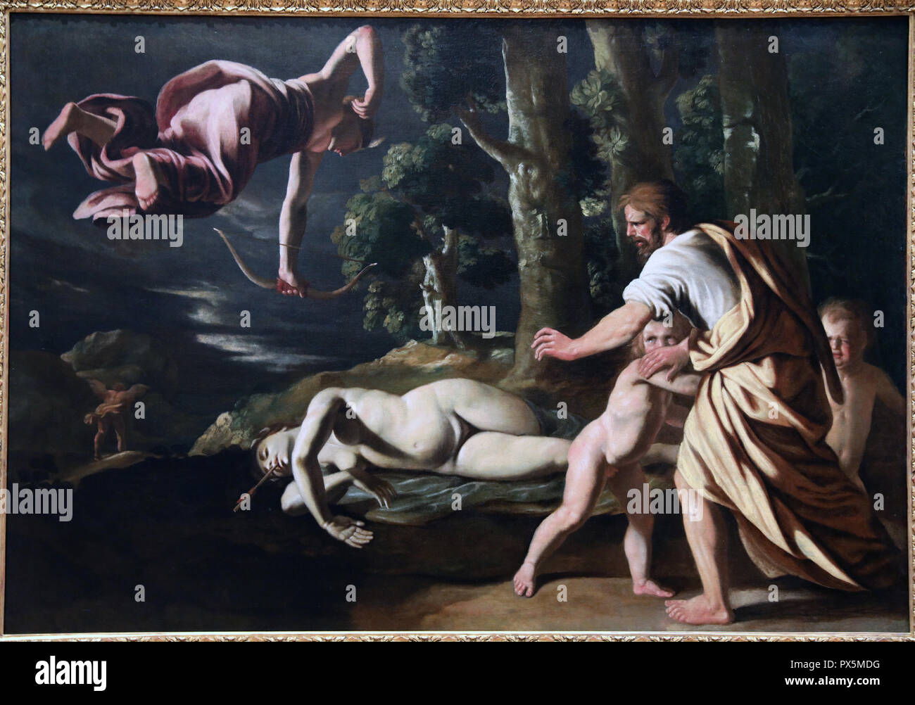 Museum der Schönen Künste, Lyon, Frankreich. Nicolas Poussin, chione's Tod, C. 1622. Stockfoto