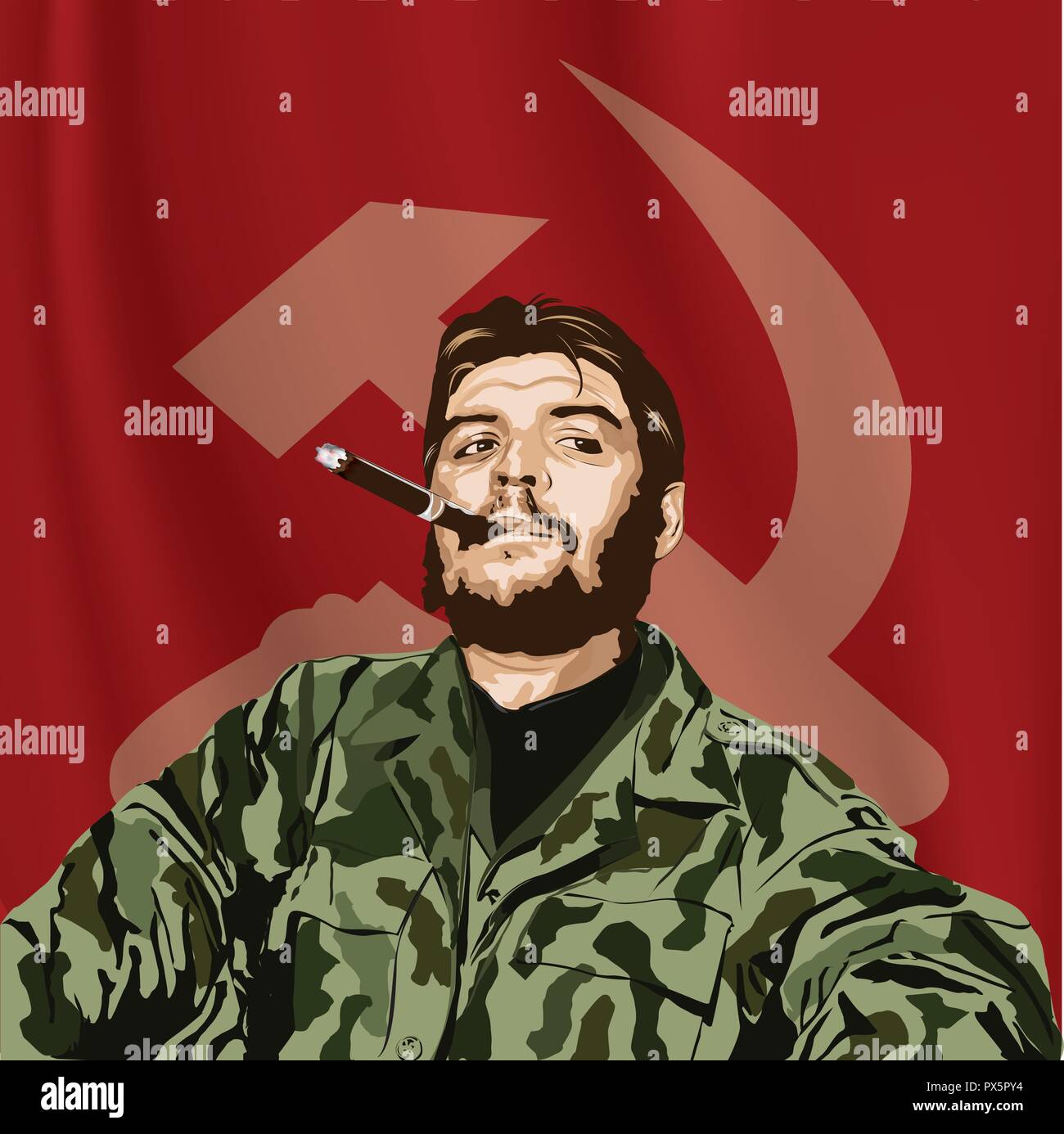 Ernesto 'Che' Guevara (1928 - 1967) war ein argentinischer marxistischer Revolutionär. Eine wichtige Figur der Kubanischen Revolution. Vektor Bild von Che Guevara, Stock Vektor