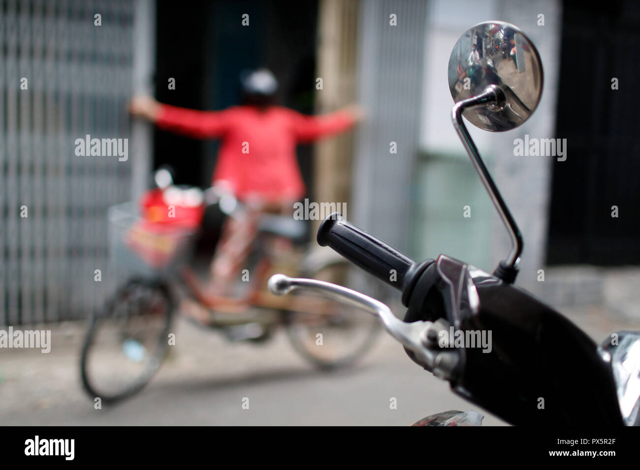 Motorroller auf Saigon Straße. Ho Chi Minh City. Vietnam. Stockfoto