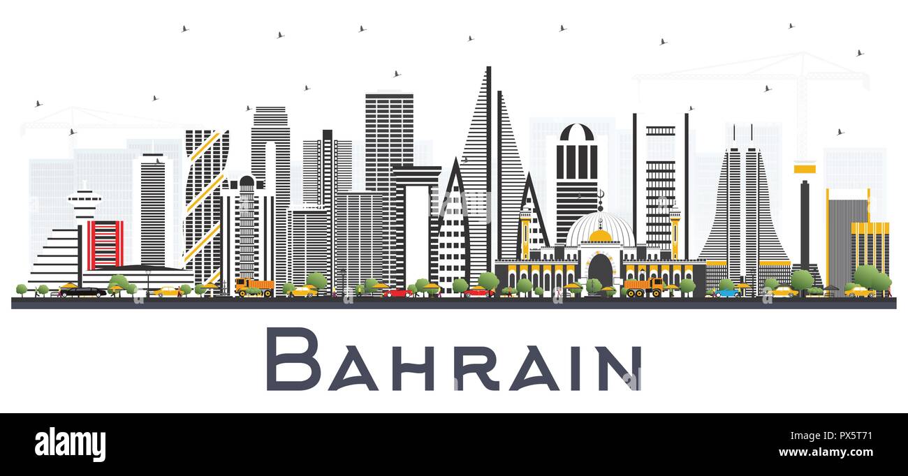 Bahrain City Skyline mit grauen Gebäude. Vector Illustration. Business Travel und Tourismus Konzept mit moderner Architektur. Bahrain Stadtbild Stock Vektor