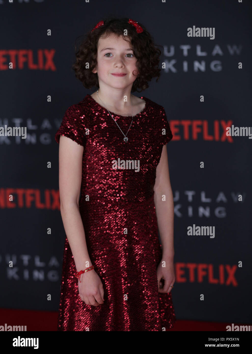 Josie O Brien am schottischen Premiere von Outlaw König an der Vue Omni in Edinburgh. Stockfoto