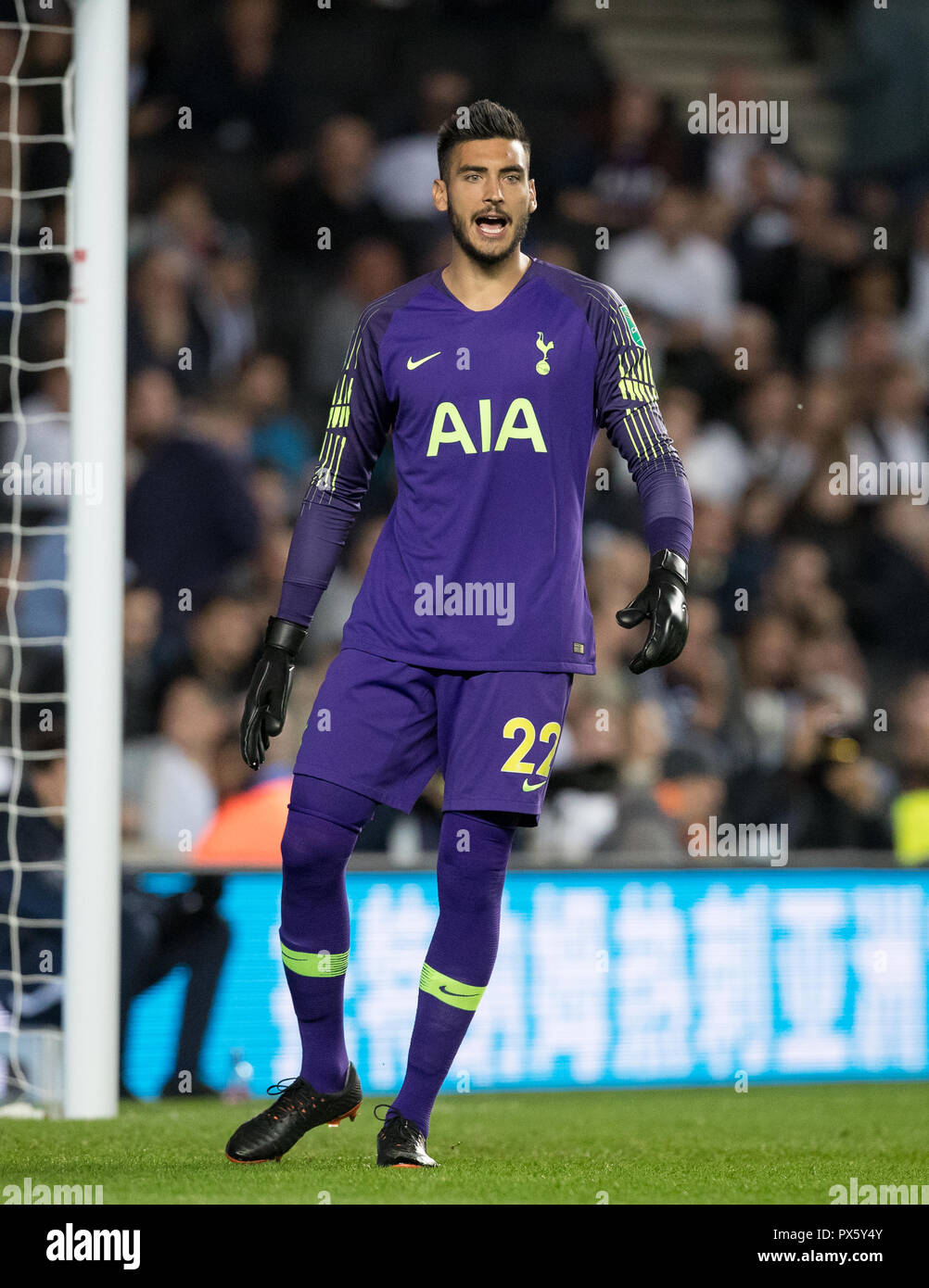 Torhüter Paulo Gazzaniga der Sporen während der carabao Cup dritte Runde Übereinstimmung zwischen den Tottenham Hotspur und Watford bei Stadion: mk, Milton Keynes, Engla Stockfoto