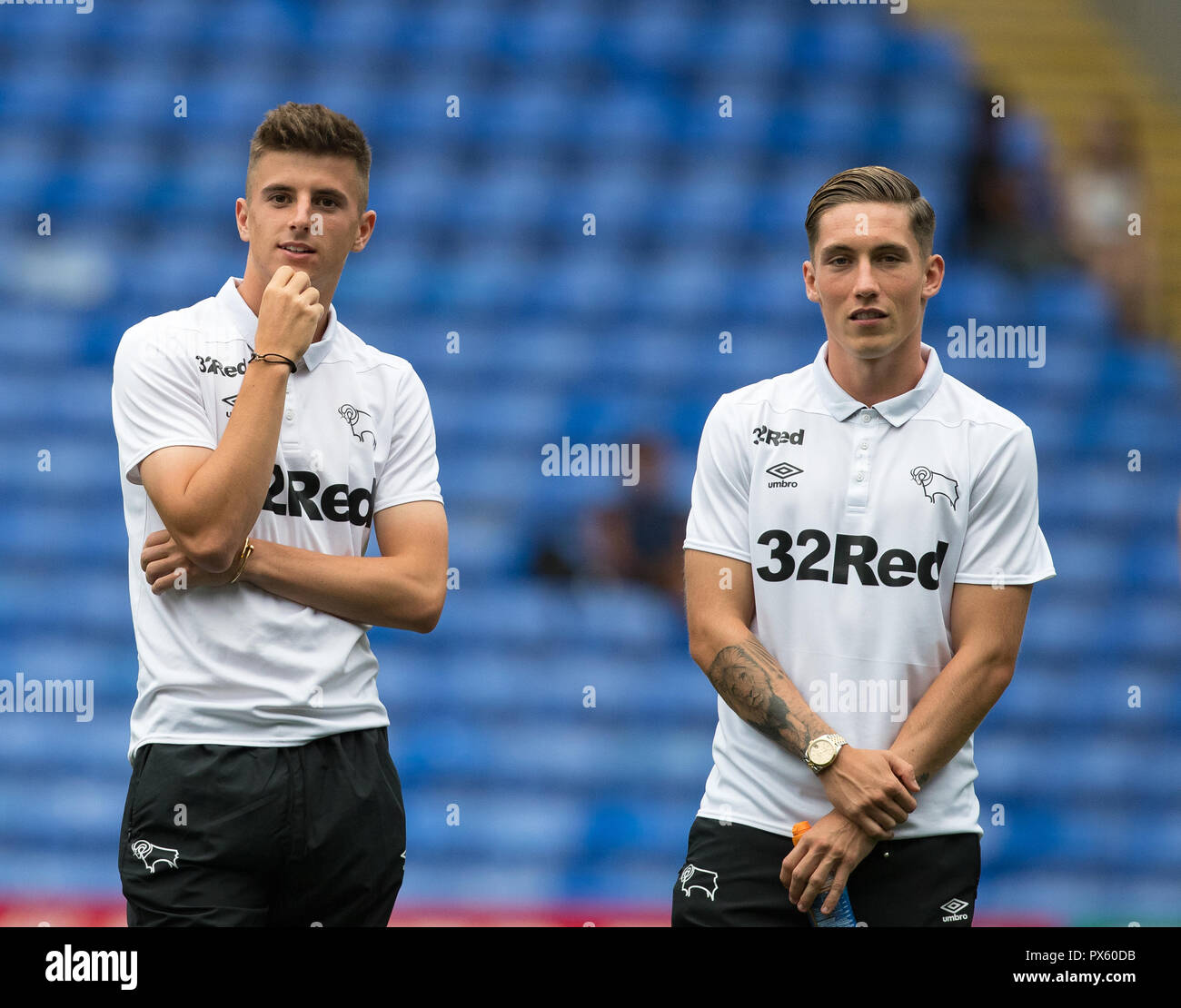 Maurer Berg (auf Darlehen von Chelsea) von Derby County & Harry Wilson (auf Darlehen von Liverpool) von Derby County pre Match während der Sky Bet Meisterschaft m Stockfoto