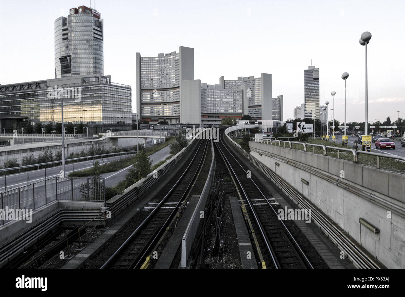 Uno-City Wien, Österreich, Wien, 22. Bezirk, Donaucity Stockfoto