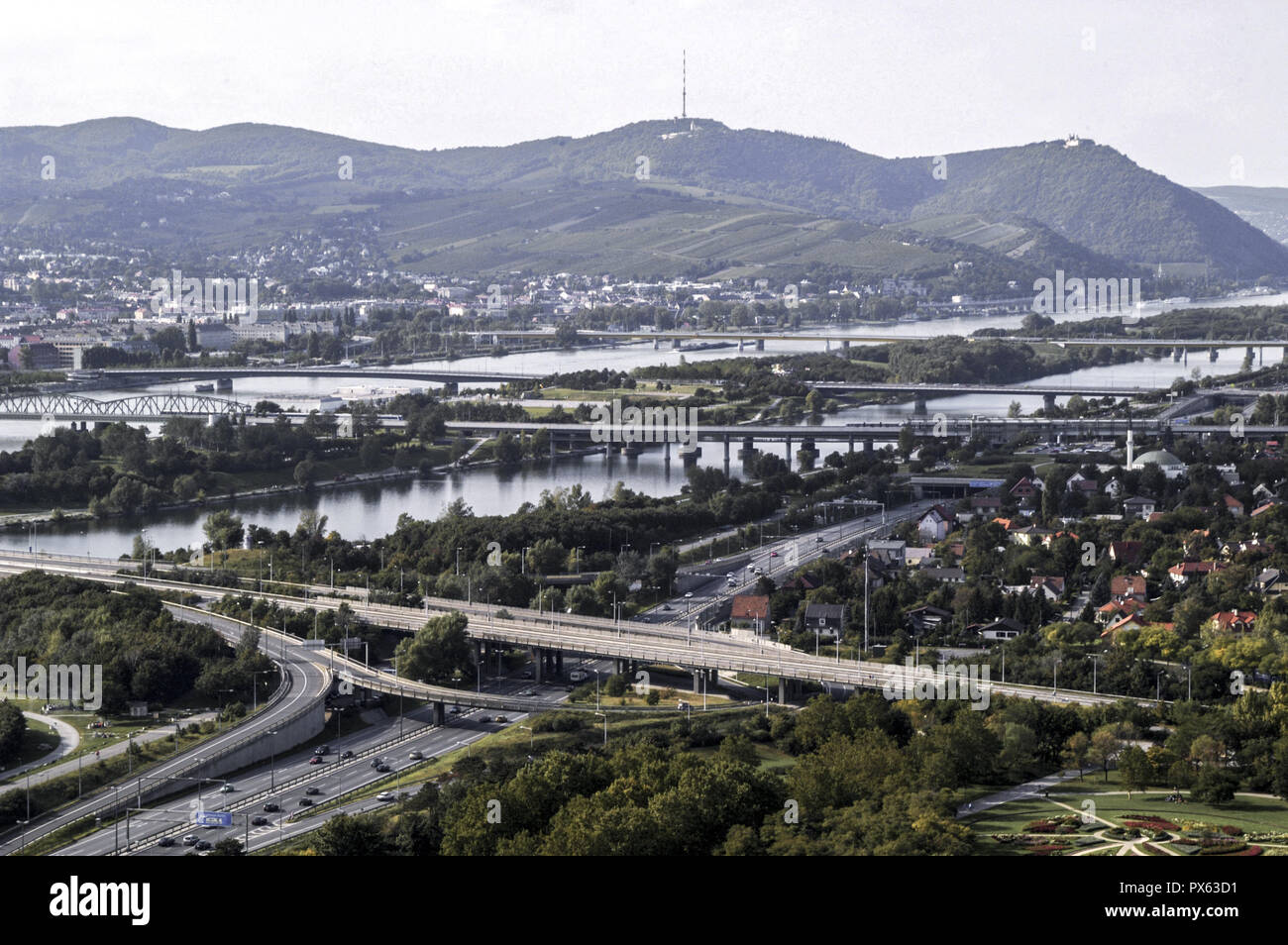 Blick auf die Stadt, Österreich, Wien, 22. Bezirk, Donaucity Stockfoto