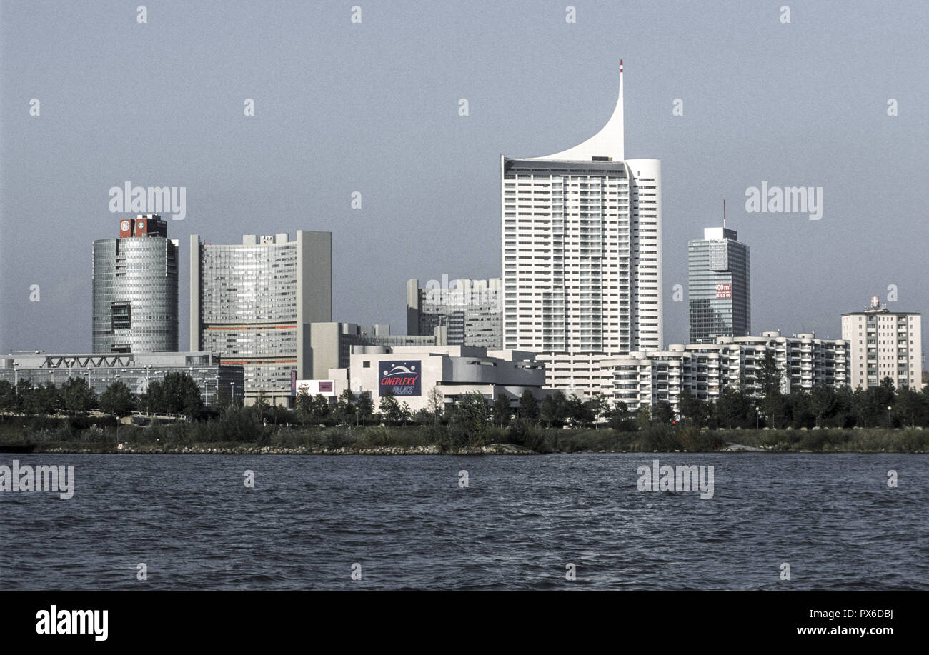 Moderne Wien an der Donau, Österreich, Wien, 22. Bezirk, Donaucity Stockfoto