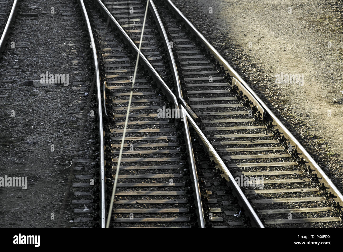 Wien, Westbahnhof, Eisenbahn, überlappenden Bahnen Stockfoto