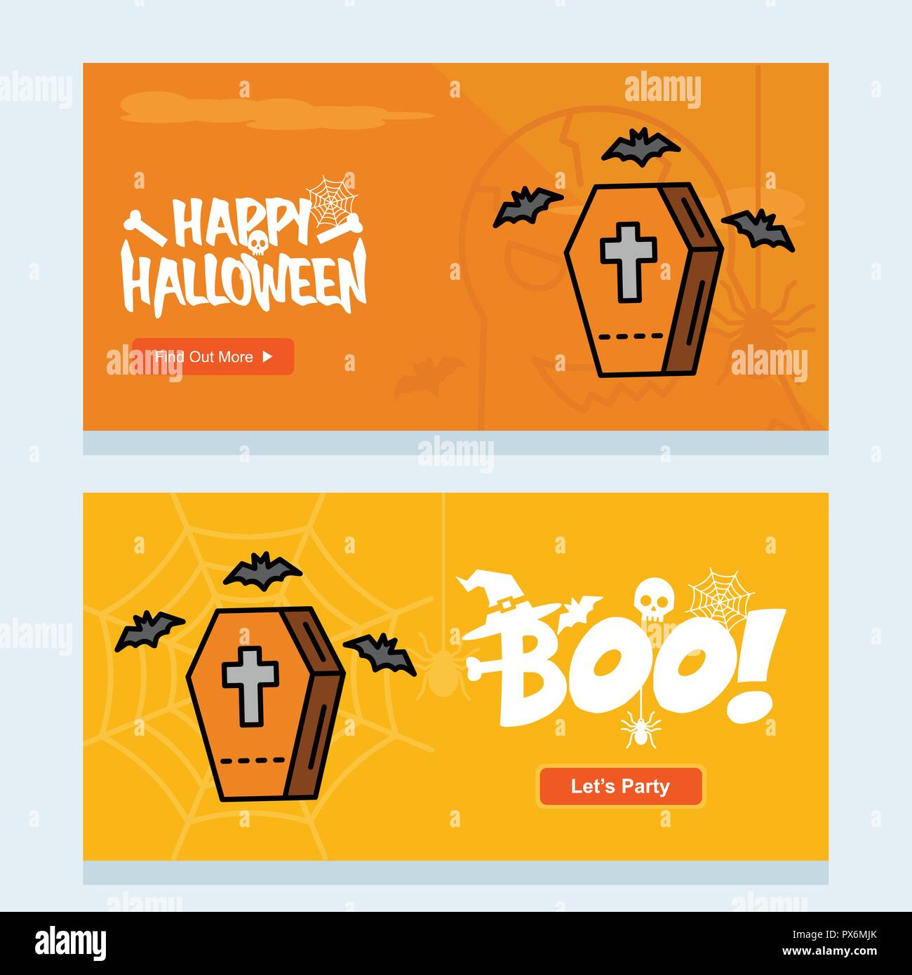 Happy Halloween Einladung Design mit särgen Vektor Stock Vektor