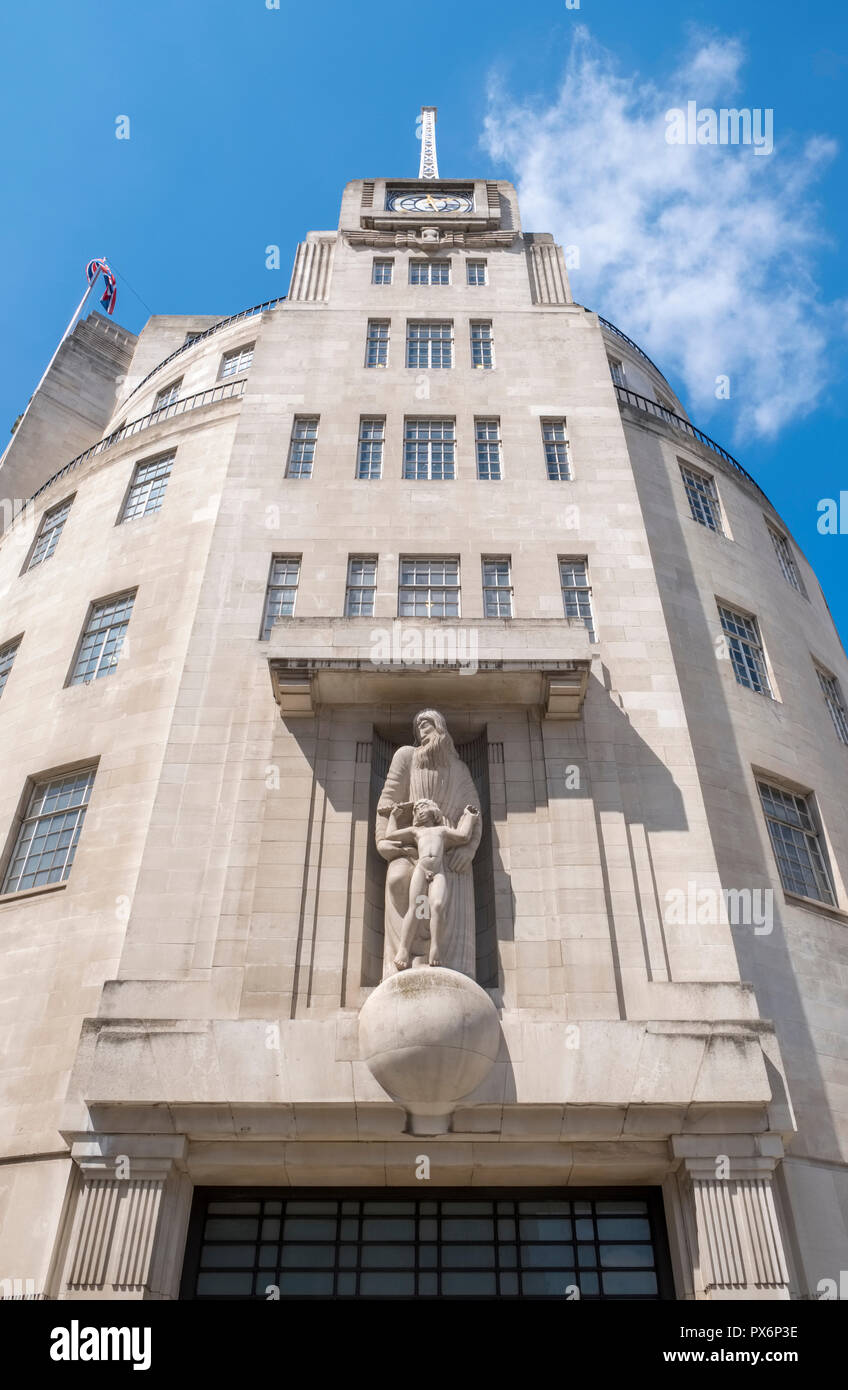 Original BBC Broadcasting House, London, England, Großbritannien Stockfoto
