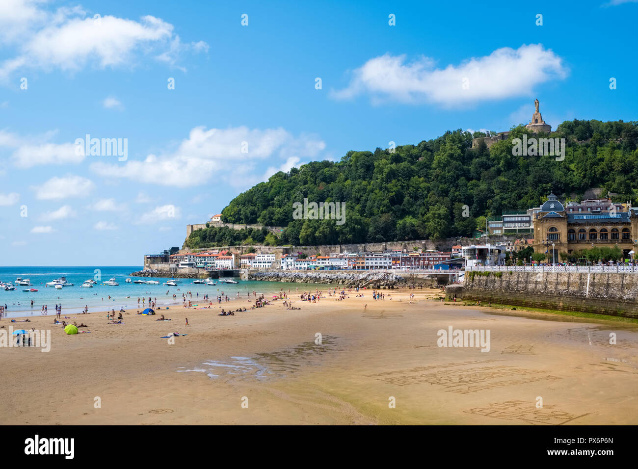 Die Bucht La Concha, San Sebastian, Donostia, Baskenland, Spanien, Europa Stockfoto