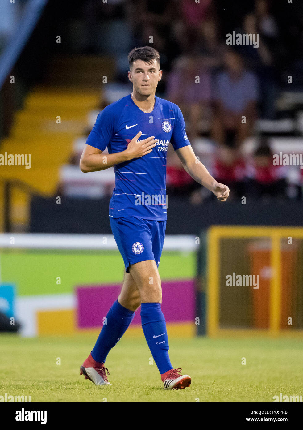 Jack Wakely von Chelsea während der Vorsaison 2018/19 Freundschaftsspiel zwischen Woking und Chelsea XI am Kingfield Stadion, Woking, England am 18. Juli. Stockfoto