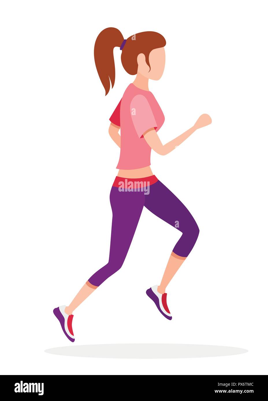 Frauen im Sport Laufbekleidung. Kein Gesicht Cartoon Character Design. Flache Vector Illustration auf weißem Hintergrund. Stock Vektor