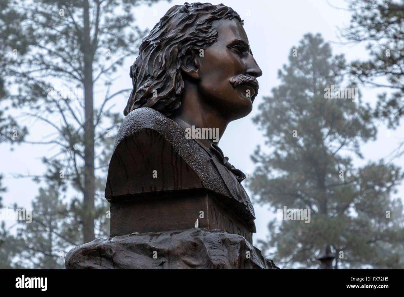 Büste von Wild Bill Hickok an seinem Grab in Deadwood South Dakota Stockfoto