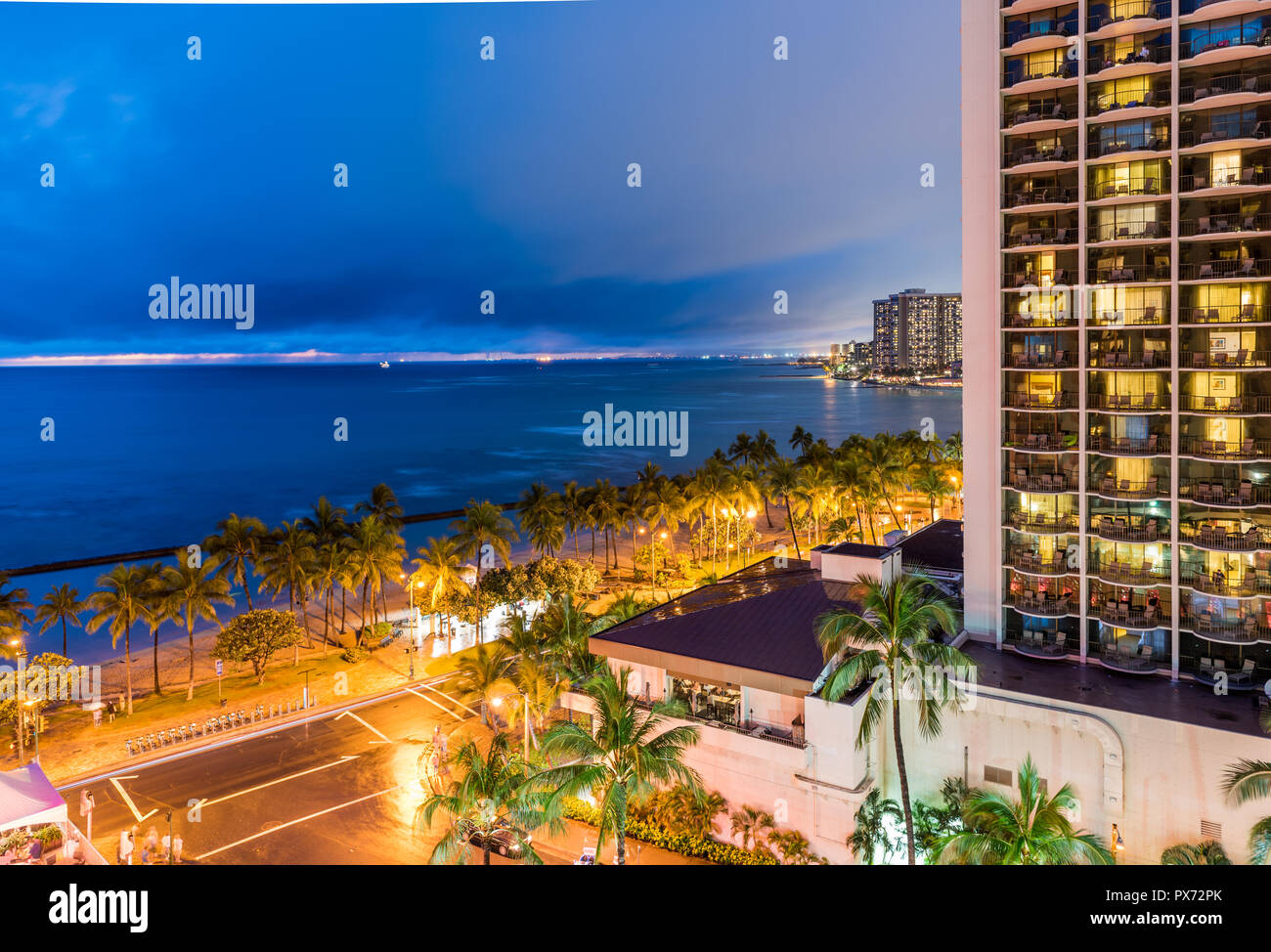Blick auf die Fassade des Gebäudes in Honolulu, Hawaii. Kopieren Sie Platz für Text Stockfoto