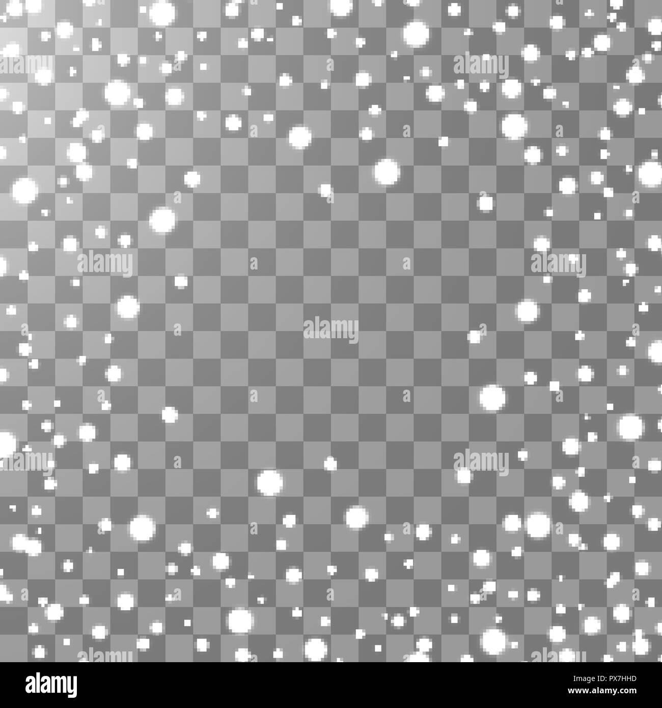 Vektor fallenden Schnee Effekt auf transparentem Hintergrund mit unscharfen Bokeh isoliert. Stock Vektor