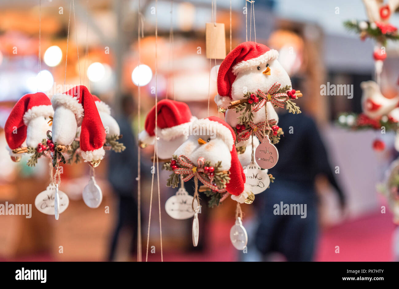 Süße Weihnachten Dekorationen auf Verkauf Stockfoto