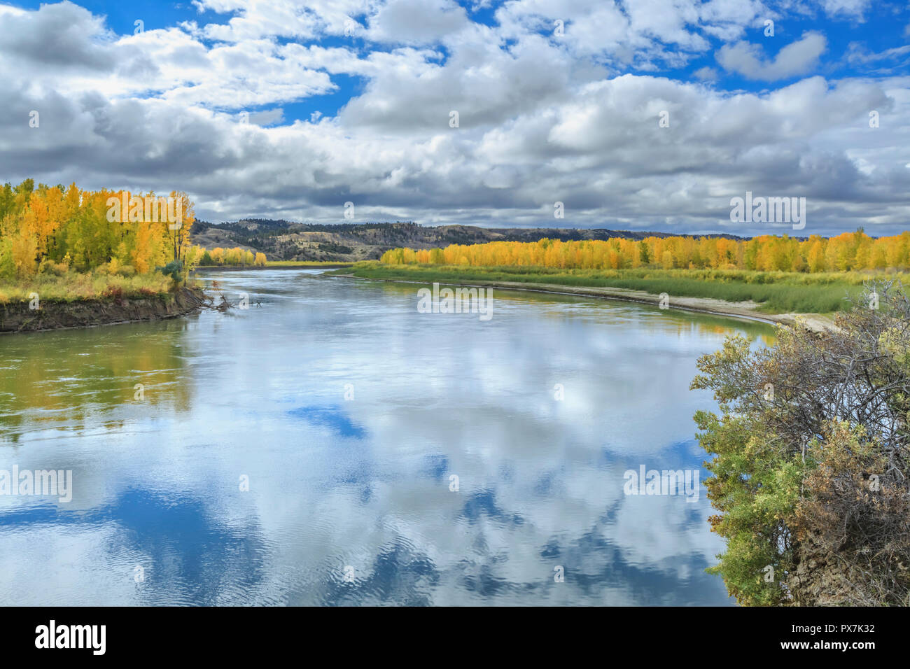 Herbst Farben entlang des Missouri River im c.m. Russell National Wildlife Refuge in der Nähe von landusky, Montana Stockfoto